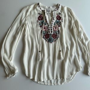 Code Bleu Long Sleeve Boho Embroidered Top